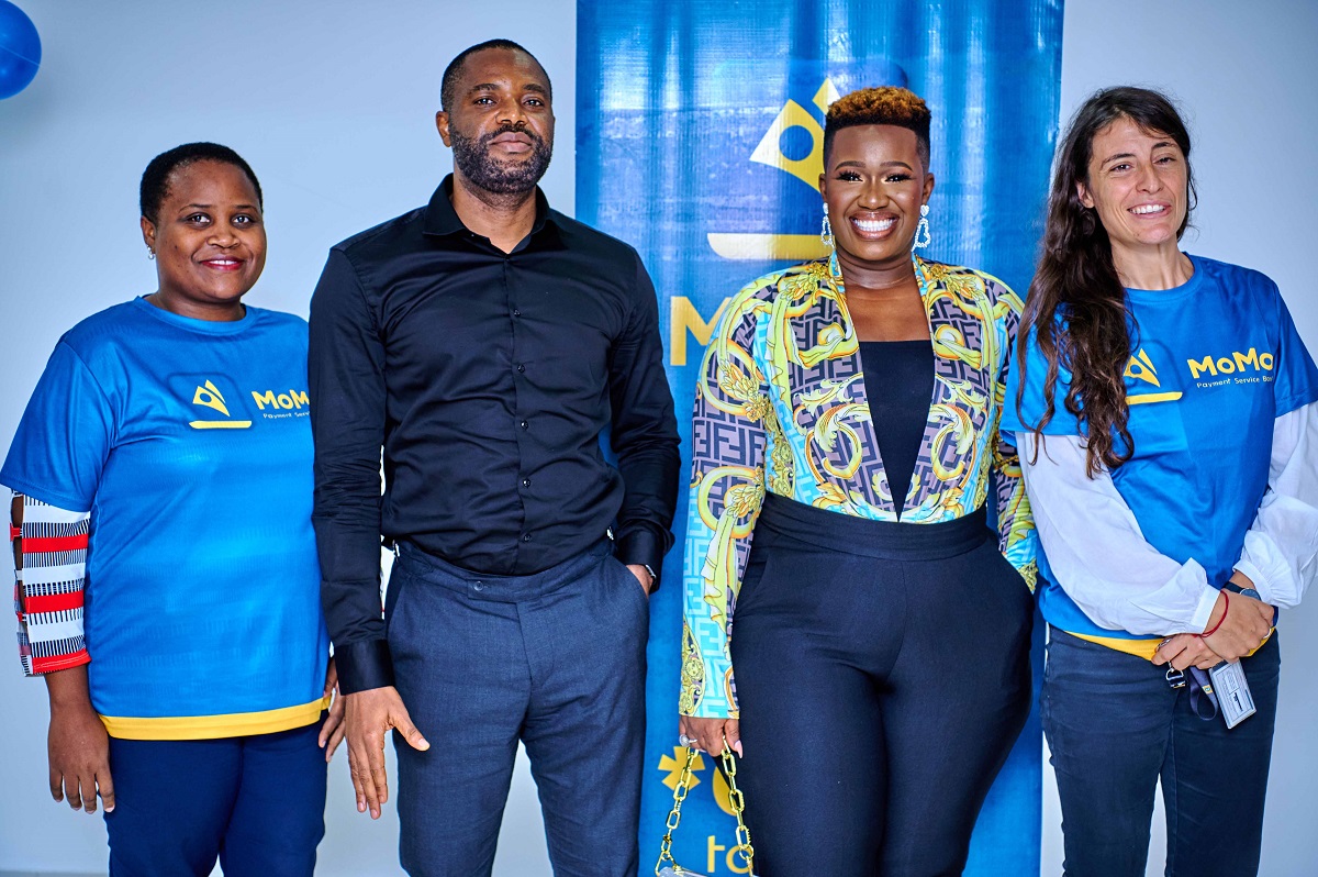 L-R: Senior Manager Group Fintech, MoMo PSB, Margaret Kabwongera; Chief Executive Officer, MoMo PSB, Usoro Usoro; Nigerian Actress and Comedienne, Anita Asuoha AKA, Real Warri Pikin and General Manager, MoMo PSB, Elsa Muzzolini at the unveiling of Real Warri Pikin as the first-ever MoMo PSB Ambassador at MoMo PSB Headquarters in Lagos on Tuesday, August 30, 2022.