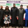 L – R: Gbolahan Thomas, Senior Manager, Regulatory Services, Airtel; Josephine Amuwa, Director, Legal and Regulatory Services, Nigerian Communications Commission (NCC); Prof. Umar Garba Danbatta, Executive Vice Chairman/Chief Executive Officer, NCC; Ubale Maska, Executive Commissioner, Technical Services, NCC; Ikenna Ikeme, General Manager, Regulatory Services, MTN Communications Plc, at the Stakeholders' Forum on the Draft Information Memorandum on 3.5 Spectrum Auction hosted by the Commission in Lagos on Tuesday (15th November 2022).