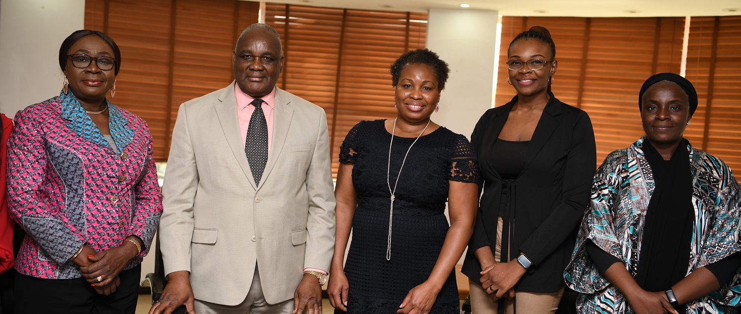 L-R: Nnena Ukoha, Head, Corporate Communications, Nigerian Communications Commission (NCC); Reuben Muoka, Director, Public Affairs, NCC; Dr. Funmi Akinyele, Executive Director/Chief Executive Officer, Food Basket Foundation International (FBFT) and Chairperson, Safeguarding Online Civic Space Group; Chidinma Okpara, Project Officer, FBFT and Nafisa Rugga, Head, Digital Media, NCC, during a courtesy visit by FBFT to the Commission in Abuja recently.