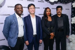  L-r: Ibukun Adewole, Head of Department, Samsung Service; Charlie Lee, Managing Director, Samsung Nigeria; Chika Nnadozie, Marketing Lead, Samsung Nigeria, and Subash Sehgal, Technical Head, MGS, during the official commissioning of Samsung Customer Service Centre at Allen Avenue, Lagos on Thursday, March 02, 2023.