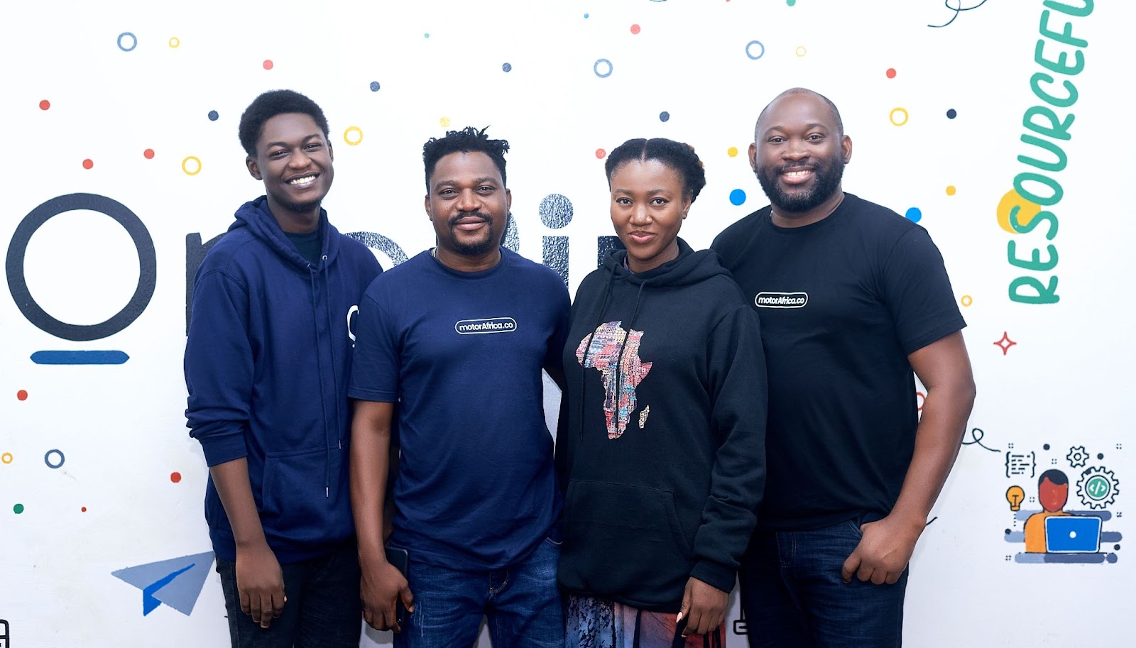 L-R: Akin Olunloye, Solutions Delivery, OnePipe; *Babatunde Gbadamosi, Team Lead Motor Africa; Yvonne-Faith Elaigwu, Financial Services, OnePipe; Sylvester chude, Co-founder /CEO Motor Africa}