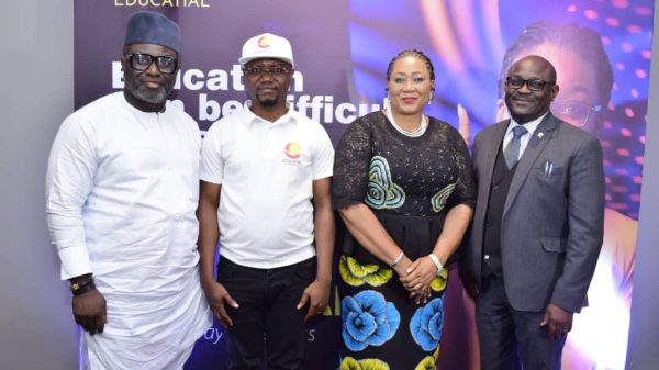 L-R: President, National Association of Proprietors of Private Schools(NAPPS), Chief Yomi Otubela; Founder, Educatial, Mr. Francis Muofunanya; Council member, NIPR, Mrs. Nkechi Ali-Balogun and Deputy Vice-Chancellor, Covenant University, Prof. Olujide Adekeye during a reveal Stakeholder Roundtable for Educatial Digital Platform in Lagos on Thursday, May 4, 2023.