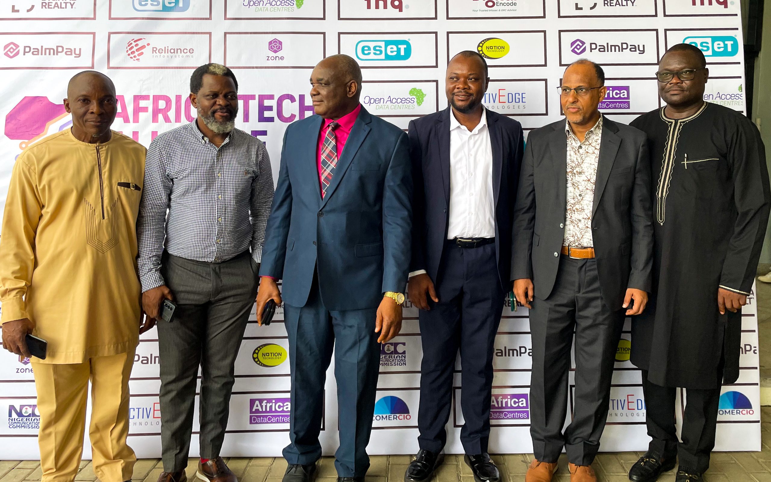L-R: Chike Onwuegbuchi, Chairman, NITRA and Co-Convener, Africa Tech Alliance Forum (AfriTECH); Temitayo Oduwole, Head of IT and Payments at PalmPay; Reuben Muoka, Director of Public Affairs at Nigerian Communications Commission (NCC); Peter Oluka, Editor, Techeconomy and Co-Convener, AfriTECH; Muhammad Rudman, CEO, Internet Exchange Point of Nigeria (IXPN), and Gbolahan Awonuga, Head of Operations, Association of Licensed Telecoms Operators of Nigeria (ALTON), at AfriTECH 3.0 and ATAEx Awards 2023 held at The Providence Hotel, Ikeja Lagos, November 08, 2023.