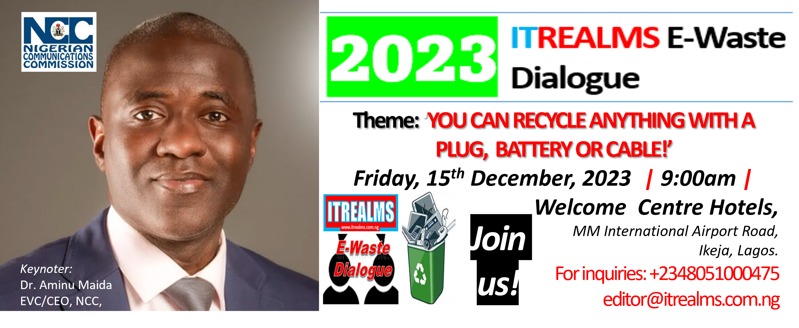 Keynoter - EVC-NCC Maida for 2023 ITREALMS E-Waste Dialogue