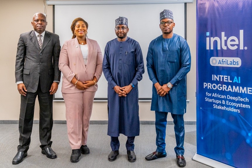 Group photograph of the Director General of NITDA Kashifu Inuwa CCIE with dignitries at the workshop organised by Afrilabs and Intel in Abuja