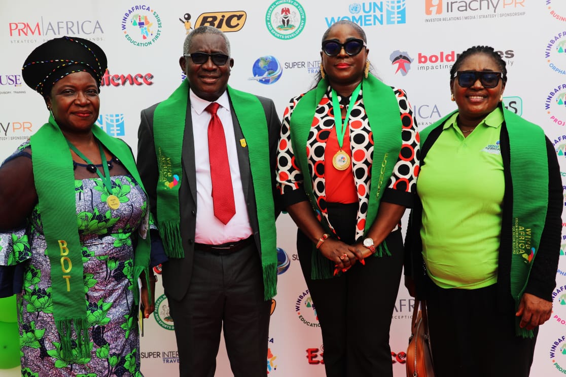 L-R: Dr kemi Akiyode-Adebayo, (BOT WINBAFRICA), Engr. Obafemi Omokungbe (Keynote Speaker), Dr Bukola Bello Jaiyesimi (founder WINBAFRICA), Dr Oluseun Popoola (Panelist Chairperson) during the 10th anniversary of the African Women Foundation for Nation Building (WINBAFRICA) held at the Alliance Francaise, Mike Adenuga Centre, Ikoyi, Lagos