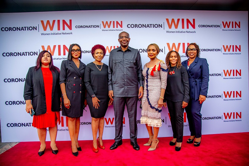 L-R: Chidinma Asuni, Chief Customer Experience Officer, Coronation Group Limited; Ngozi Akinyele, Chief Marketing and Communications Officer, Coronation Group Limited; Pai Gamde, Chairperson, Coronation Women Initiative Network (Coronation WIN); Aigboje Aig-Imoukhuede, Grand Patron, Coronation Women Initiative Network (Coronation WIN); Olushola Coker, Chairperson, Board of Directors, Coronation Trustees Limited; Gloria Onafeko, Independent Non-Executive Director, Trium Limited; Chukwunomnso Anyichie, Chief Risk Officer, Coronation Group Limited; At the launch of Coronation Women Initiative Network (Coronation WIN) in Coronation Plaza, Victoria Island, Lagos, recently.