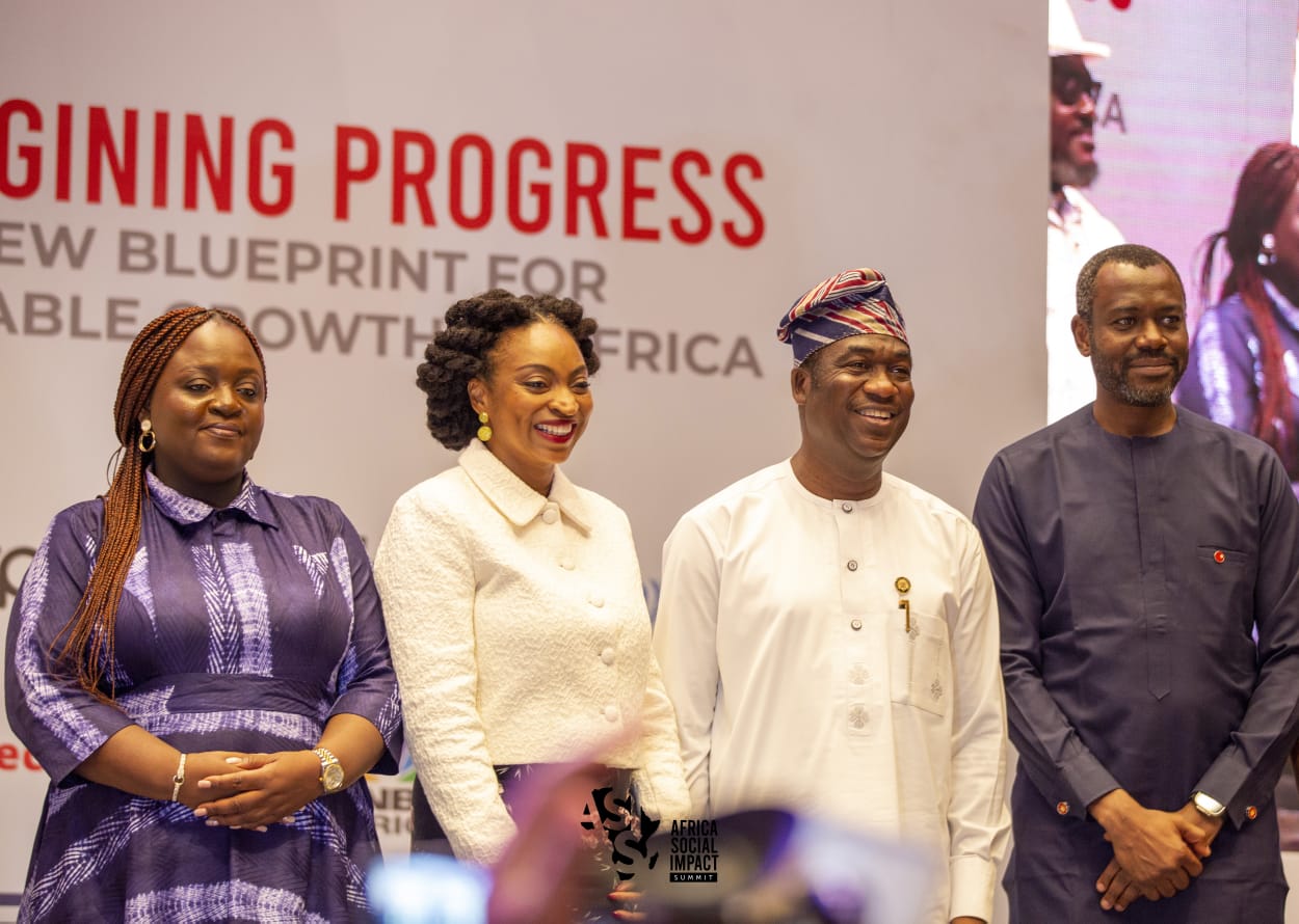 L-R; Olapeju Ibekwe, CEO, Sterling One Foundation; Dr. Jumoke Oduwole, Special adviser to the President of Nigeria on Presidential Enabling Business Environment Council (PEBEC) and Investment; Obafemi Hamzat, Deputy Governor, Lagos State, and Abubakar Suleiman, MD/CEO, Sterling Bank and member of the Board of Trustees, Sterling One Foundation at the Africa Social Impact Summit in Lagos recently.