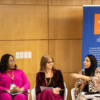 L–R: Sophie Mokoena, International News Editor, South African Broadcasting Corporation (SABC); Amarachi Ubani, Fellow, MTN Media Innovation Program(MIP), Cohort 4; Dr. Kate Skinner, Executive Director, Association of Independent Publishers (AIP) and Quanitah Hunter, News Anchor, Newzroom Africa, during the MTN MIP session at the University of Johannesburg, South Africa, during their South Africa Study Tour on Monday, September 8, 2025.