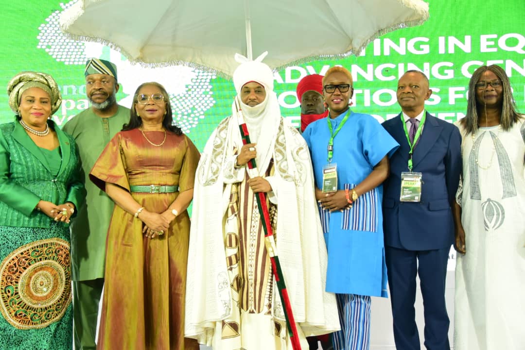 L-R: Oluwatoyin Sanni, founder, Emerging Africa Capital Group; Charles Usie, country director, Plan International, Nigeria; Ibukun Awosika, chair, GSG Nigeria Partner and vice chair, GSG Impact; Sanusi Lamido Sanusi, Emir of Kano; Etemore Glover, CEO, Impact Investment Foundation (IIF); Frank Aigbogun, chair, IIF; and Uwa Oboh, head, corporate development, Capital Alliance, at the Gender Impact Investment Summit 2025 organised by Impact Investment Foundation in Lagos yesterday.