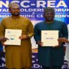 L-R: Mr. Kashim Ibrahim, Director, Legal Services, Rural Electrification Agency, REA; Engr. Umar Abdullahi Umar, Executive Director Technical Services, REA; Engr. Abraham Oshadami, Executive Commissioner Technical Services Nigerian Communications Commission, NCC; Mr Gwa Tobbie Mohammed, Director, Commission Secretariat, NCC, during the NCC-REA Stakeholders' Forum and MoU Signing Ceremony, on the 24th of July 2026, at the Commission's Annex Mbora Abuja.