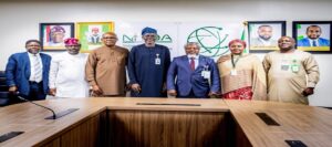 Mr. Oladejo Olawunmi, Director, Digital Literacy and Capacity Building (DLCB), representing the Director General of NITDA, and the Vice Chancellor of the Federal University of Environment and Technology (FUET), alongside members of their respective delegations, pose for a group photograph following a strategic engagement on advancing digital innovation, research collaboration, and technology driven education.