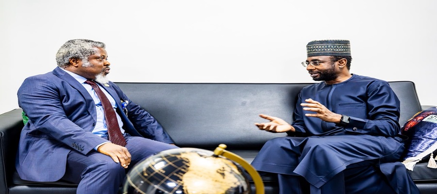 Director General of NITDA, Kashifu Inuwa CCIE, in a strategic engagement with the Vice Chancellor of the Federal University of Environment and Technology (FUET) Professor Prince Chinedu Mmom