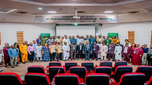 Rep. DG NITDA,Dr Ayo Bakare, poses for a group photograph with participants at the Two Day Cybersecurity Workshop for MDAs, held at the e Government Training Centre, Abuja.