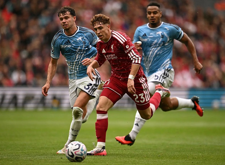Home » Sports » EPL: Liverpool, Nottingham Forest share points in 2-2 draw Sports August 29, 2026 EPL: Liverpool, Nottingham Forest share points in 2-2 draw EPL: Liverpool, Nottingham Forest share points in 2-2 draw Liverpool’s Spanish midfielder #23 Victor Munoz (C) runs with the ball during the English Premier League football match between Liverpool and Nottingham Forest at Anfield in Liverpool, north west England on August 29, 2026. (