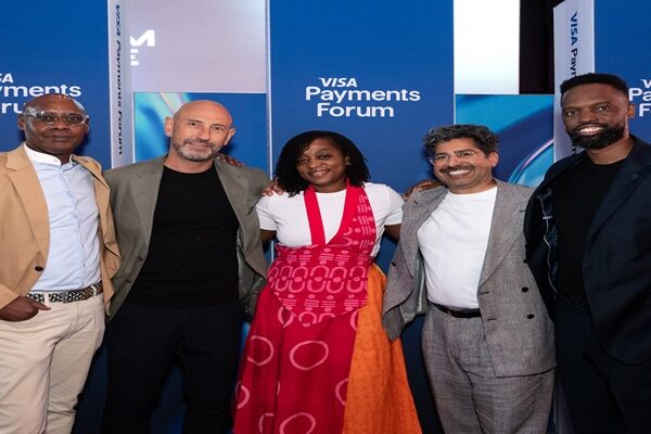L-R: Christian Bwakira (Chief Commercial Officer, Onafriq); Godfrey Sullivan (SVP Products & Solutions CEMEA at Visa); Sharon Welang (MD Francophone Africa, Onafriq); Nadeem Juma (Group CEO _Able); Mxolisi Msutwana (MD Anglophone West Africa).