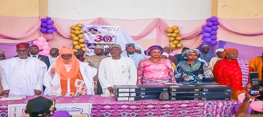 The Director-General of the National Information Technology Development Agency (NITDA), Kashifu Inuwa, CCIE, represented by Christiana Simon of the Digital Development Services Department, in a group photograph with other dignitaries at the 30th Annual National Conference of WICE, held in Bichi, Kano State.