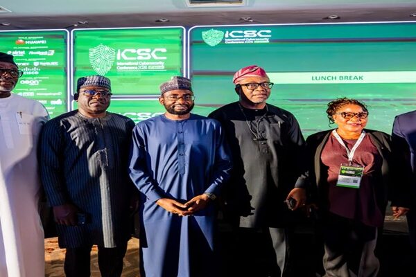 Director General NITDA Kashifu Inuwa CCIE flanked by House Committee Chair on Cybersecurity & ICT Hon Adedeji Stanley Olajide and other guests at the ICSC 2026.